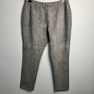 Sion Supreme Gray Faux Suede Pull On High Rise Pants‎ Casual Trousers Gray XL